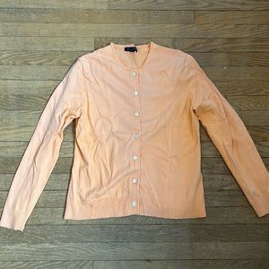 Lands End S Peach Orange Button Down Cardigan Cotton Sweater Girly Taylor Swift